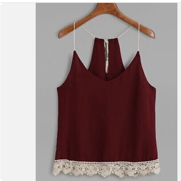 Lace Crochet Trim Tassel Tie Cami Top - Picture 2 of 4